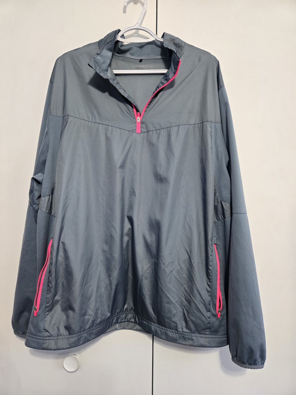 Nike Golf Womens XL 1/4 Zip Pullover Jacket Gray Pink Performance